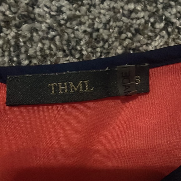 THML Tribal Pattern Neon Dress Women’s Small Navy Blue and Pink Flowy - Picture 3 of 4